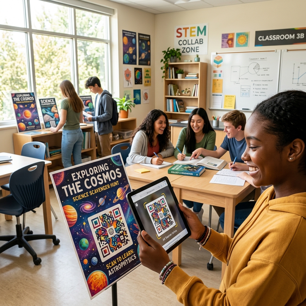 Interactive QR Scavenger Hunt in Classroom