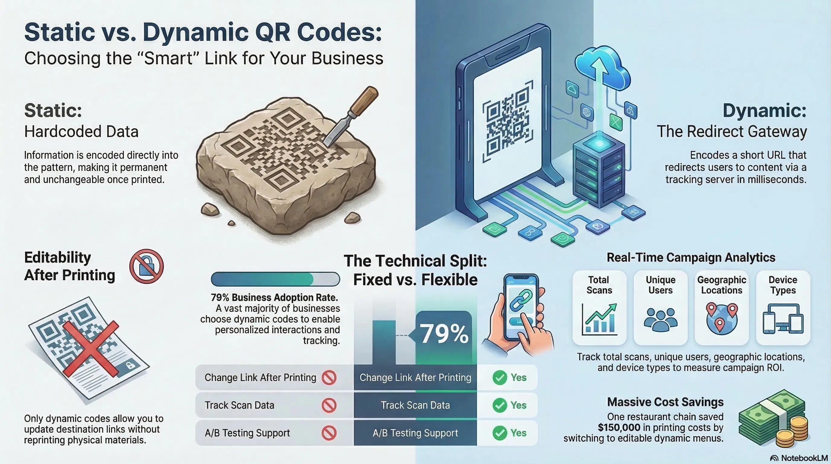 Comparison Infographic: Static vs. Dynamic QR Codes